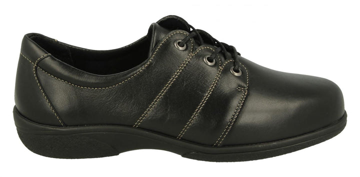Womens Wide Fit DB Swan Shoes in Black Leather - Image 1