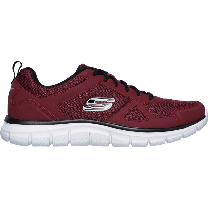 Men's Wide Fit Skechers 52631 Track Scloric Sports Trainers in Burgundy/Black - Image 1