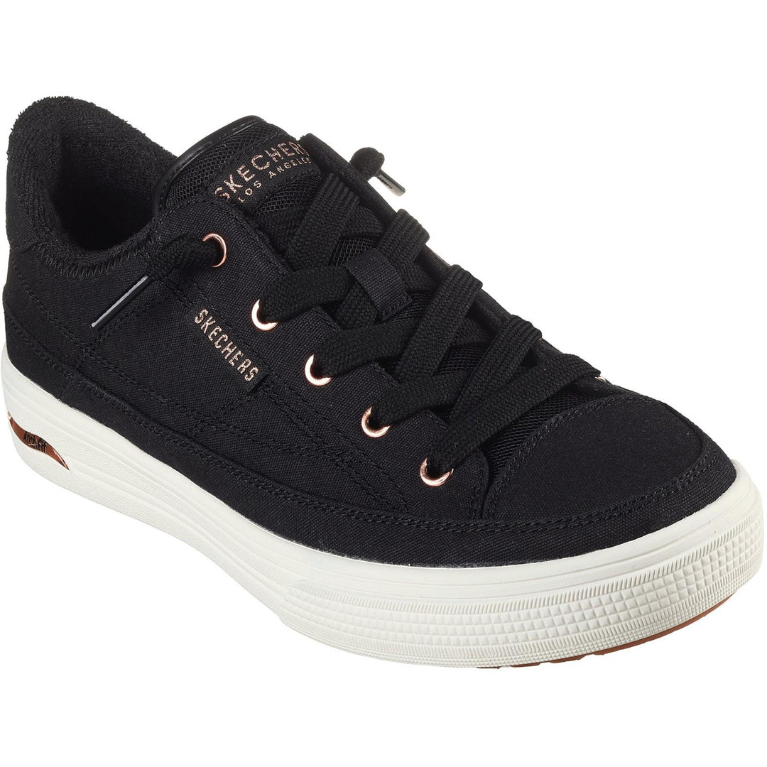 Women's Wide Fit Skechers 177190W Arch Fit Arcade Meet Ya There Shoes - Black in Black - Image 3