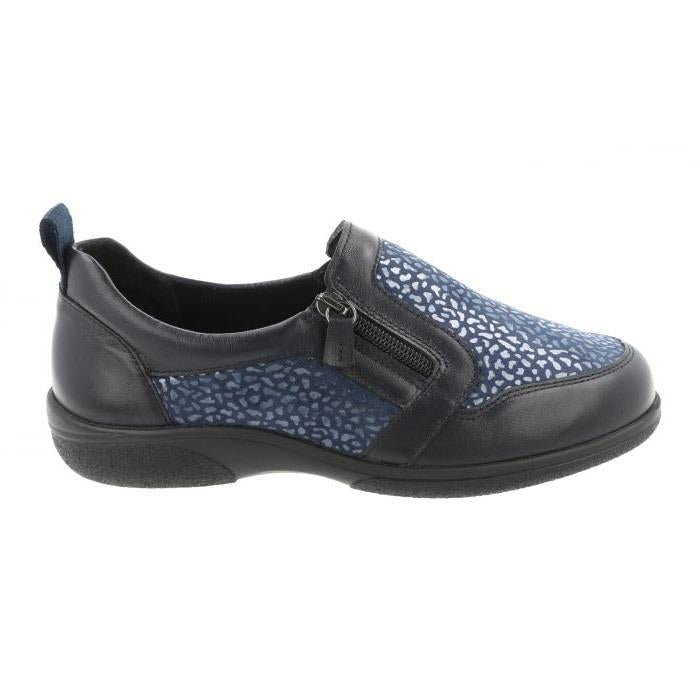Women's Wide Fit DB Manx Shoes in Black Lea / Stretch - Image 1