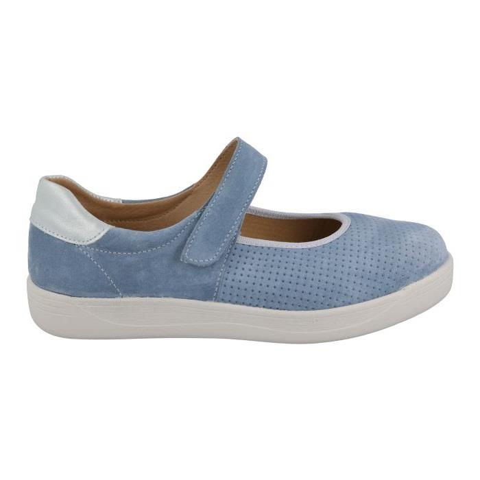 Women's Wide Fit DB Lynx Shoes in Sky Blue Leather / Suede - Image 1