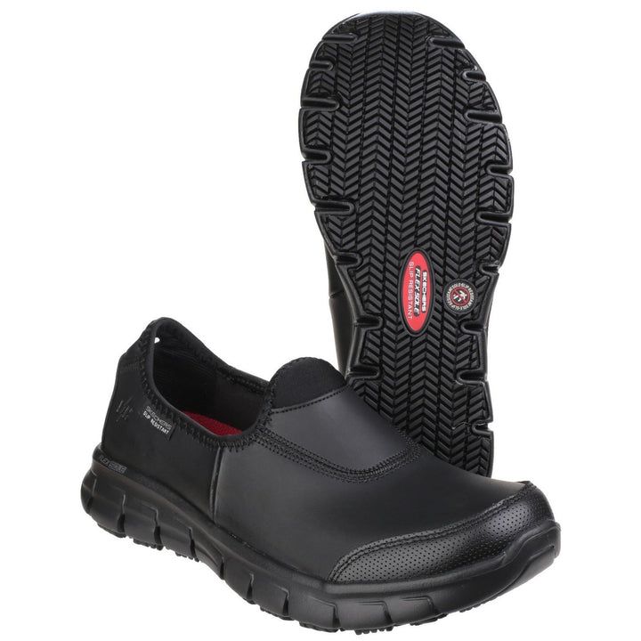 Women's Wide Fit Skechers 76536EC Sure Track Relaxed Fit Trainers in Black - Image 1