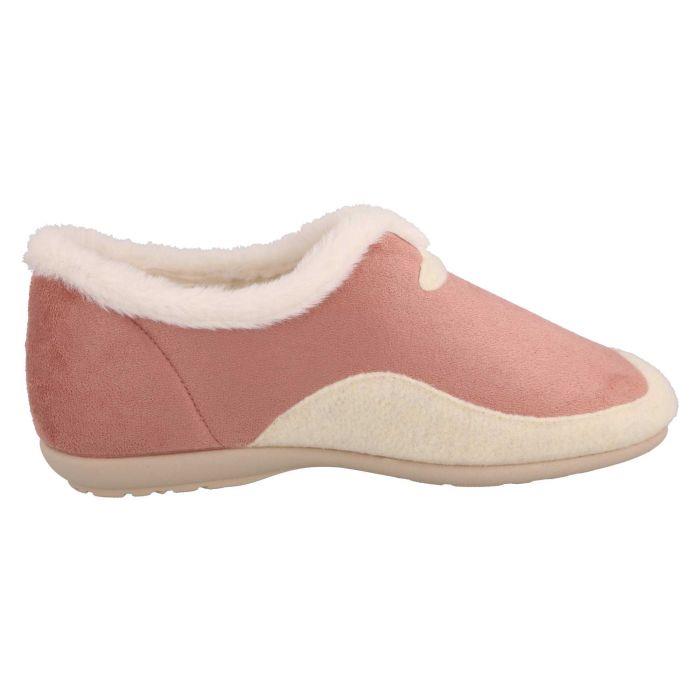 Women's Wide Fit DB Jodie Slip on Slippers in Pink Suedette / Grey Felt - Image 2