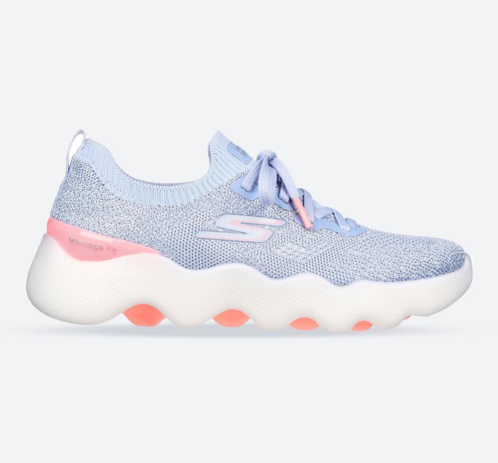 Women's Wide Fit Skechers 124905 Go Walk Massage Fit Upsur Trainers in Grey/Pink - Image 1