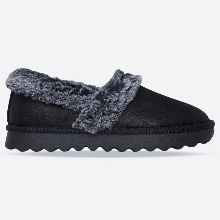 Women's Wide Fit Skechers 169027 Cozy Up Slippers in Black - Image 1