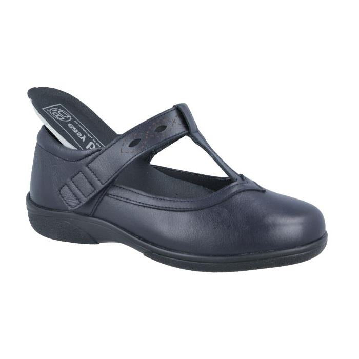 Women's Wide Fit DB Brookfield Shoes in Black Leather - Image 1