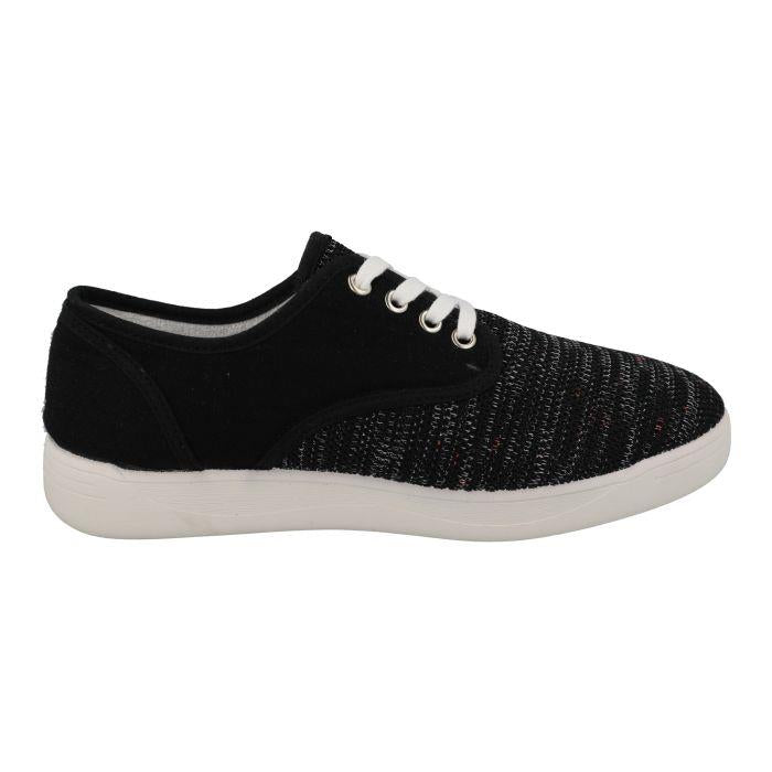 Women's Wide Fit DB Giraffe Canvas Shoes in Black Textile - Image 1