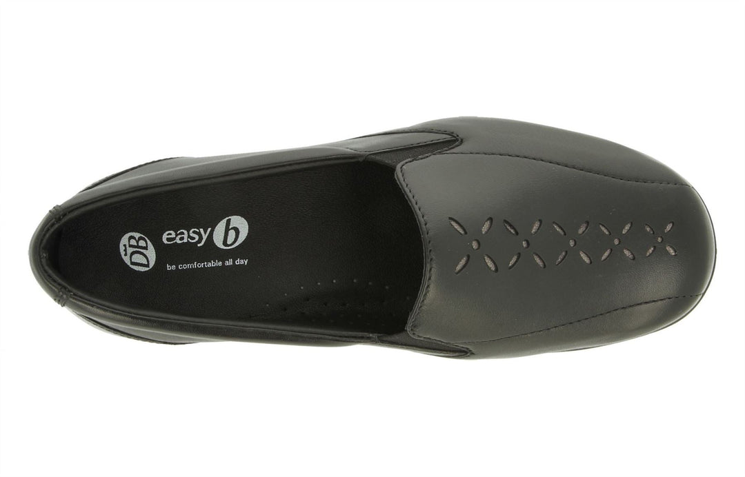 Womens Wide Fit DB Cameron Shoes in Black Leather - Image 4