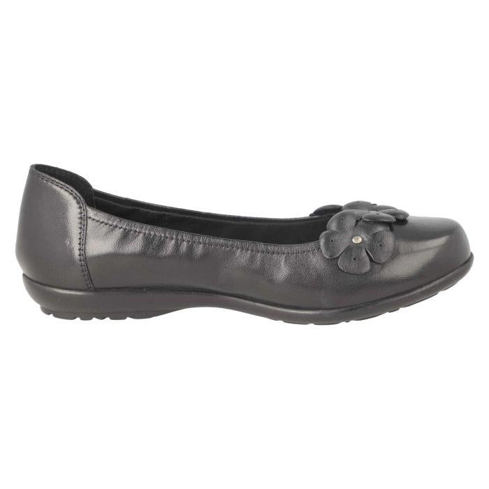 Women's Wide Fit DB Imani Ballet Pumps in Black Leather - Image 4