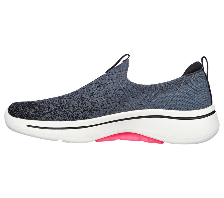 Womens Wide Fit Skechers 124873 Relaxed Fit Shoes in Black/Hot Pink - Image 1