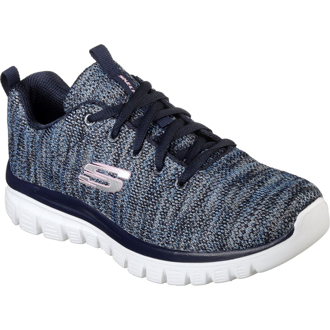 Women's Wide Fit Skechers 12615 Graceful Get Connected Sports Trainers - Navy/Blue in Navy/Blue - Image 3