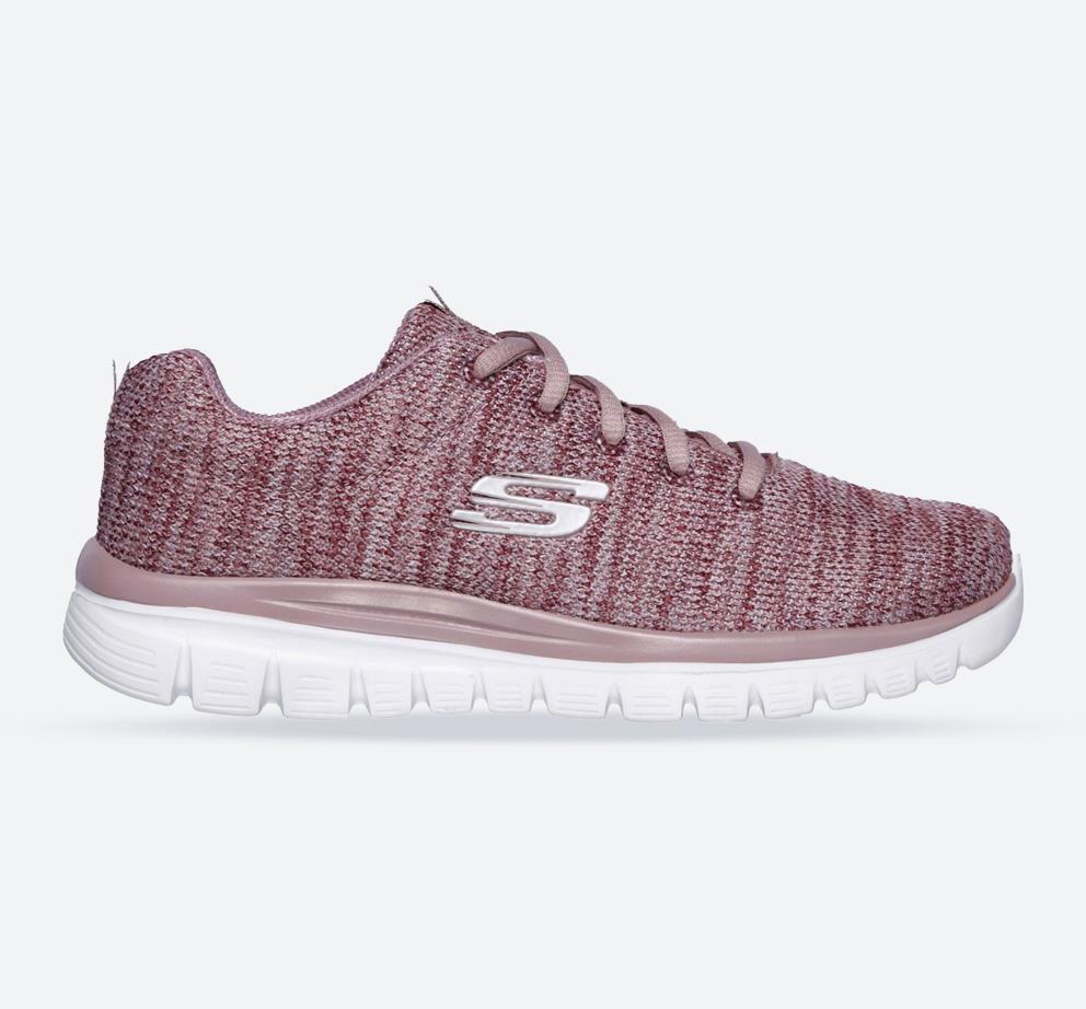Women's Wide Fit Skechers 12614 Graceful Twisted Fortune Trainers - Mauve in Mauve - Image 1