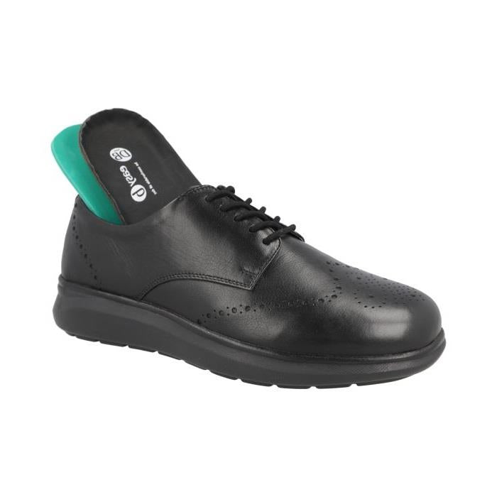 Men's Wide Fit DB Elliott Shoes in Black Leather - Image 1