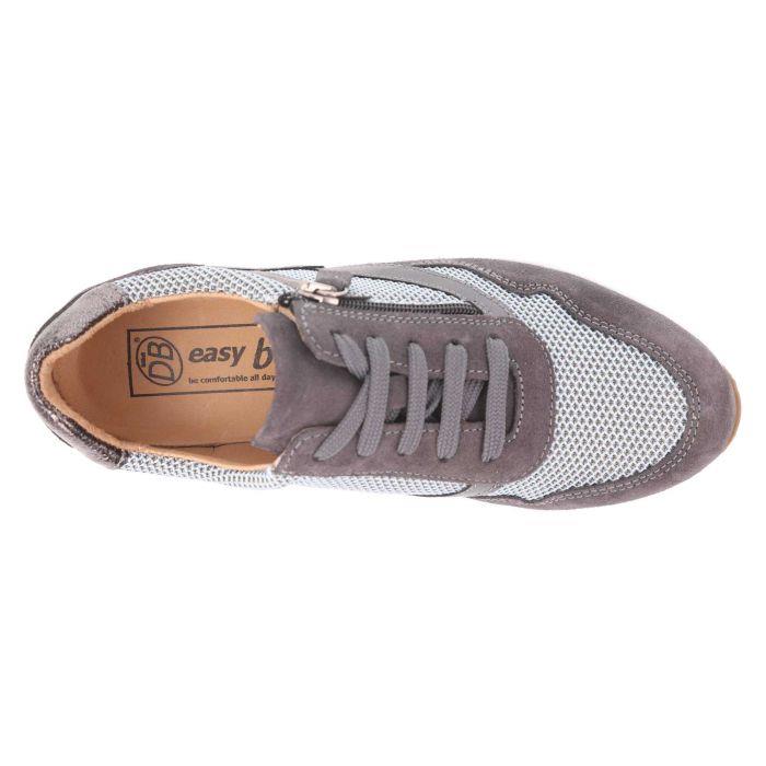 Women's Wide Fit DB Ava Lace Up Trainers in Black Leather / Gold Mesh - Image 1