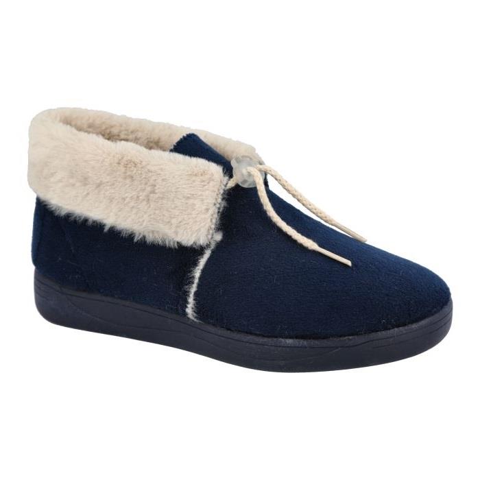 Women's Wide Fit DB Galilee Slippers in Navy Velour - Image 3