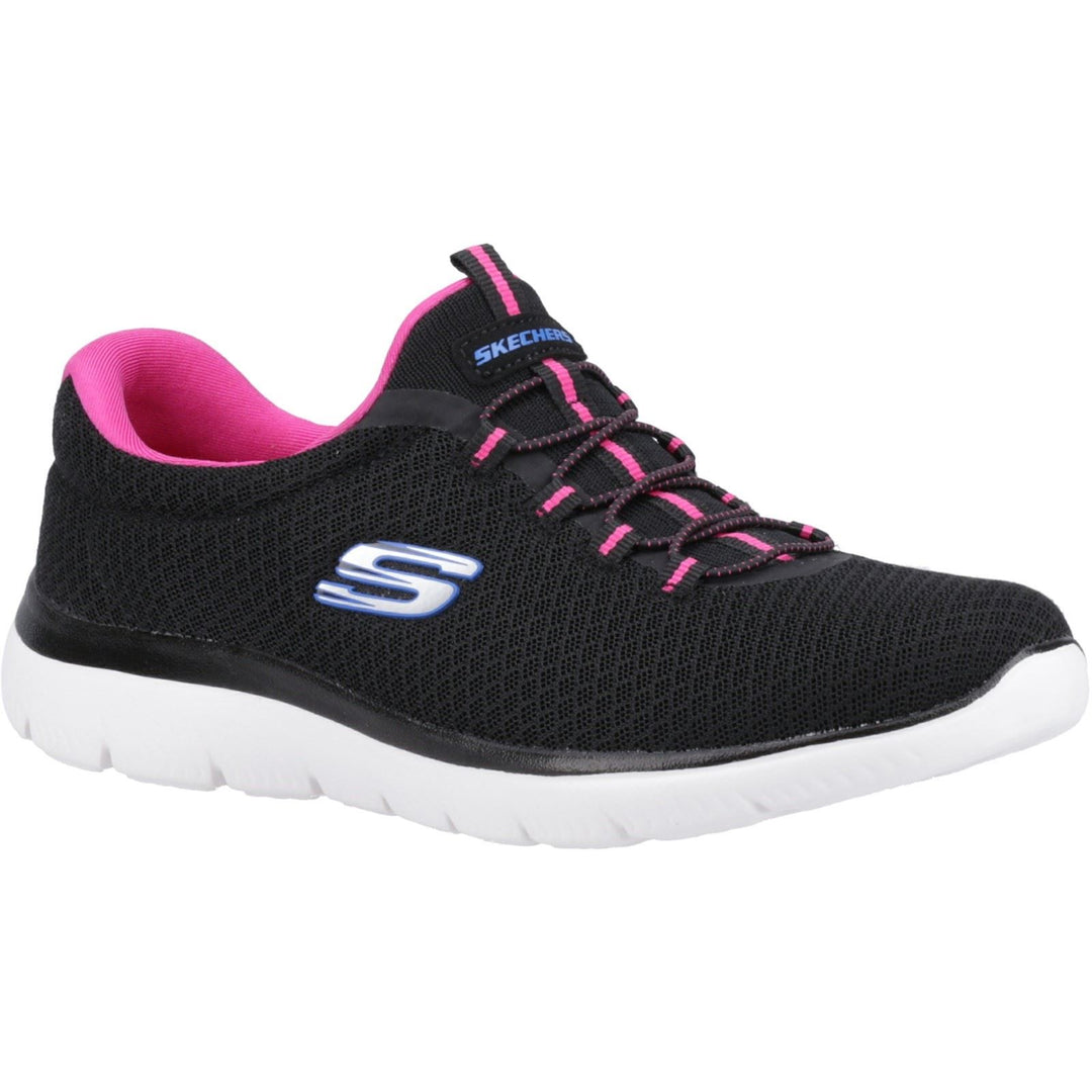 Women's Wide Fit Skechers 12980 Summits Slip On Sports Trainers - Black/Hot Pink in Black/Hot Pink - Image 3