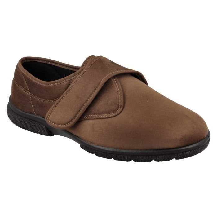 Men's Wide Fit DB Edison Slippers in Black Stretch Suedette - Image 1