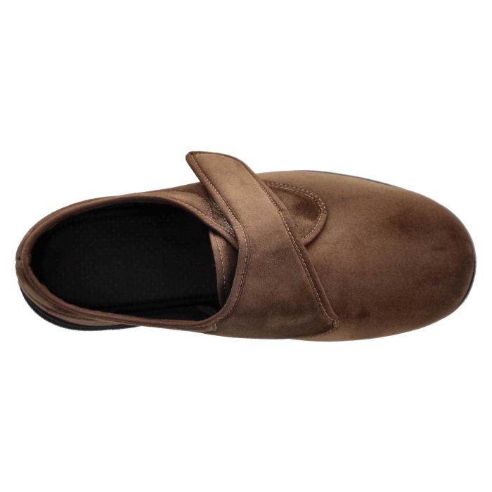 Men's Wide Fit DB Edison Slippers in Black Stretch Suedette - Image 1
