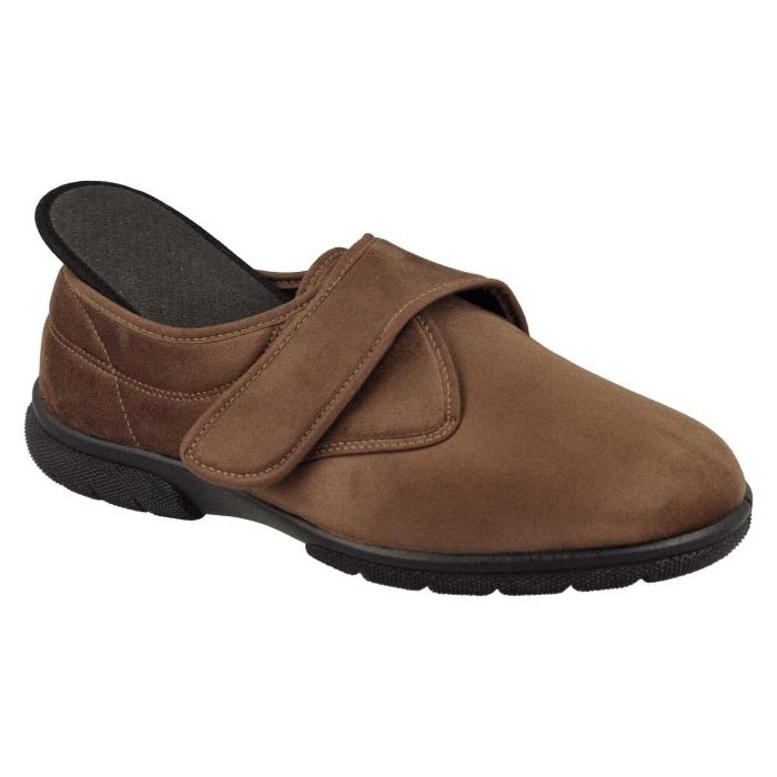 Men's Wide Fit DB Edison Slippers in Black Stretch Suedette - Image 18