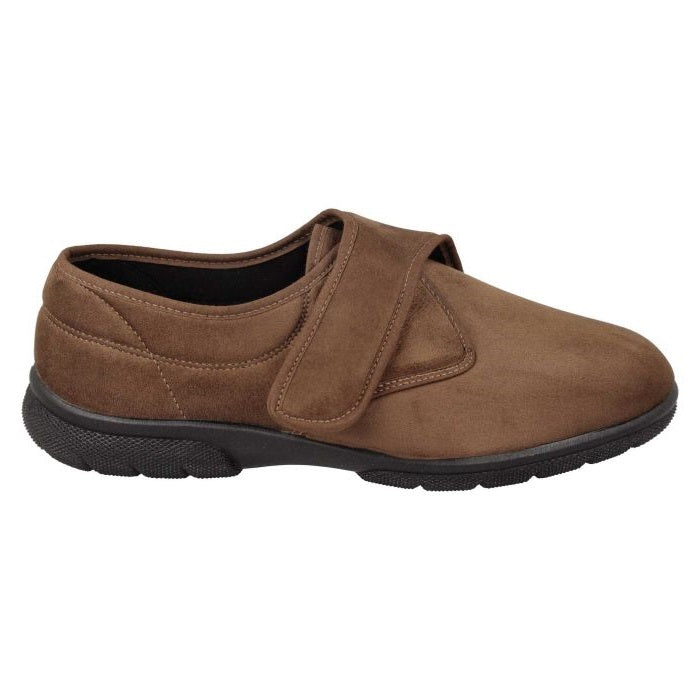 Men's Wide Fit DB Edison Slippers in Black Stretch Suedette - Image 14