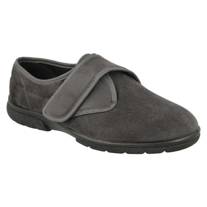 Men's Wide Fit DB Edison Slippers in Black Stretch Suedette - Image 1