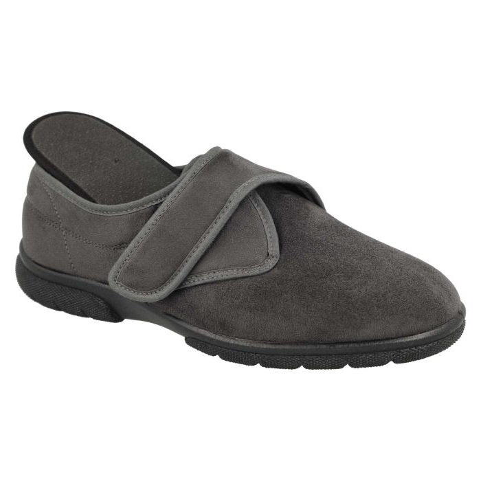 Men's Wide Fit DB Edison Slippers in Black Stretch Suedette - Image 21