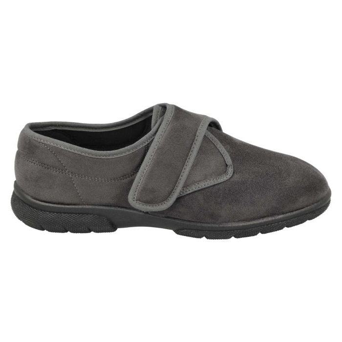 Men's Wide Fit DB Edison Slippers in Black Stretch Suedette - Image 1