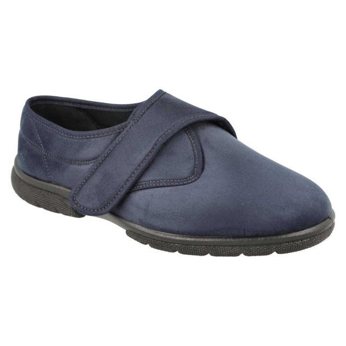 Men's Wide Fit DB Edison Slippers in Black Stretch Suedette - Image 1