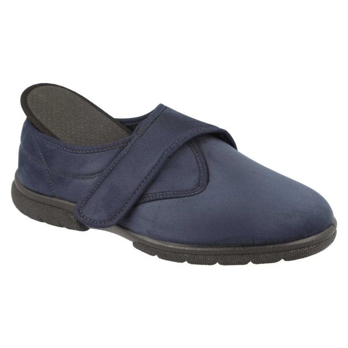 Men's Wide Fit DB Edison Slippers in Black Stretch Suedette - Image 13