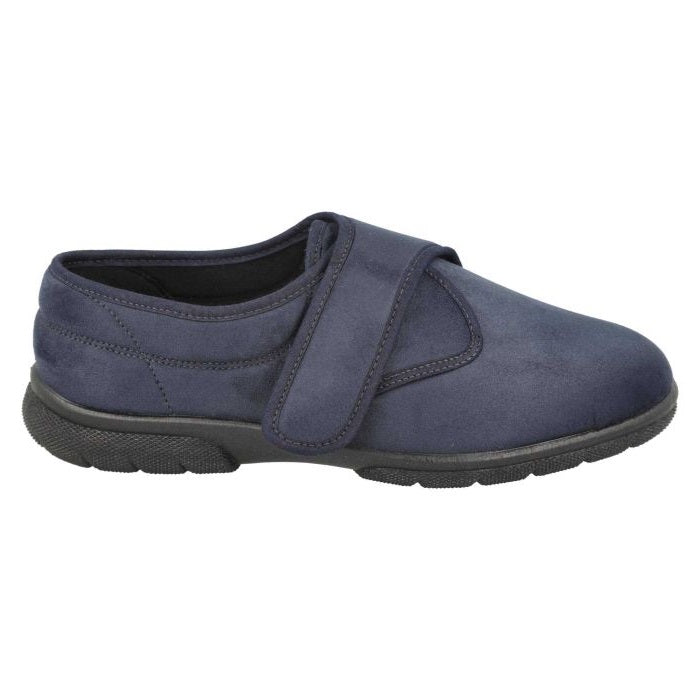 Men's Wide Fit DB Edison Slippers in Black Stretch Suedette - Image 1