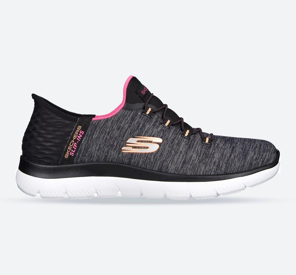 Women's Wide Fit Skechers 149937W Summits Dazzling Haze Vegan Trainers in Black/Multi - Image 1