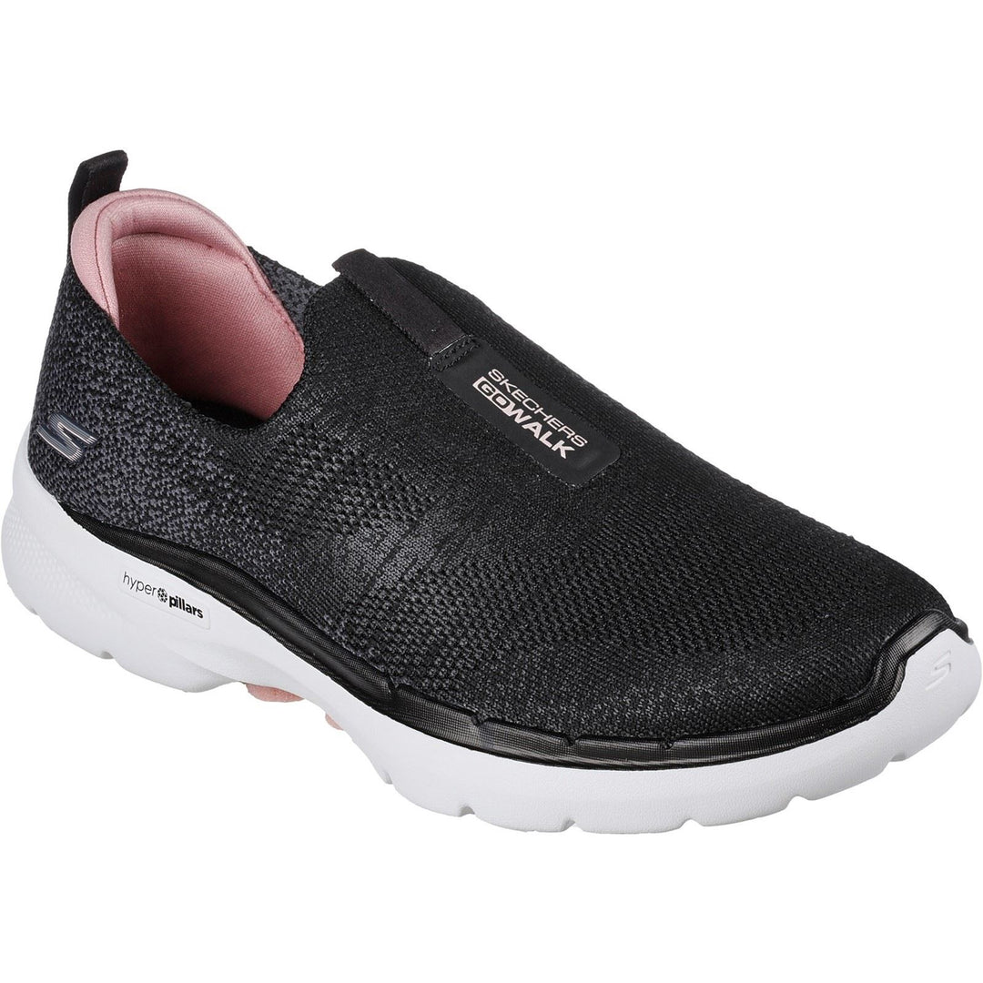 Women's Wide Fit Skechers 124502 Go Walk 6 Glimmering Trainers - Black/Pink in Black/Pink - Image 3