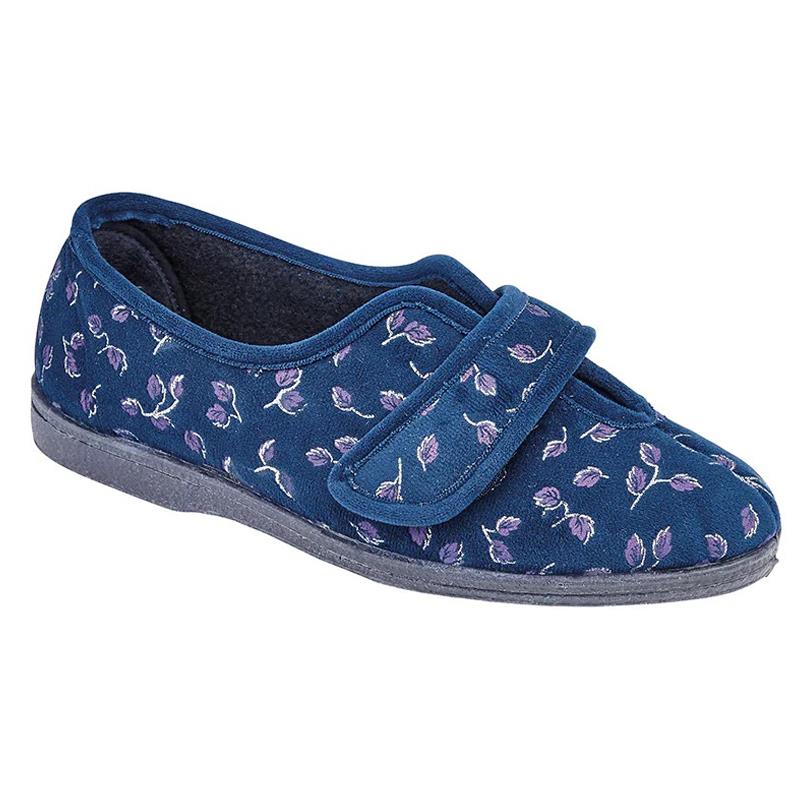 Womens Wide Fit Sleepers LS941NC Ivy Slippers in Navy - Image 3