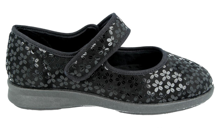 Womens Wide Fit DB Vermont Shoes in Black Stretch - Image 1