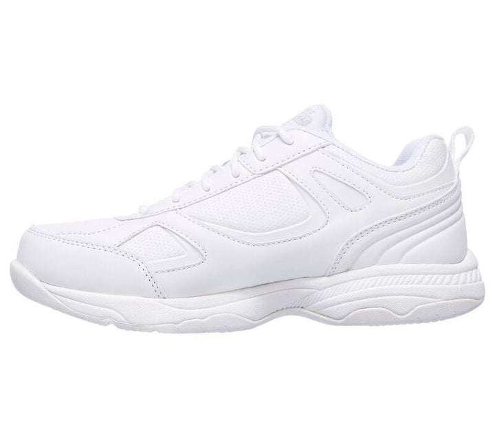 Women's Wide Fit Skechers 77200EC Relaxed Fit Dighton Bricelyn Work Shoes in White - Image 1