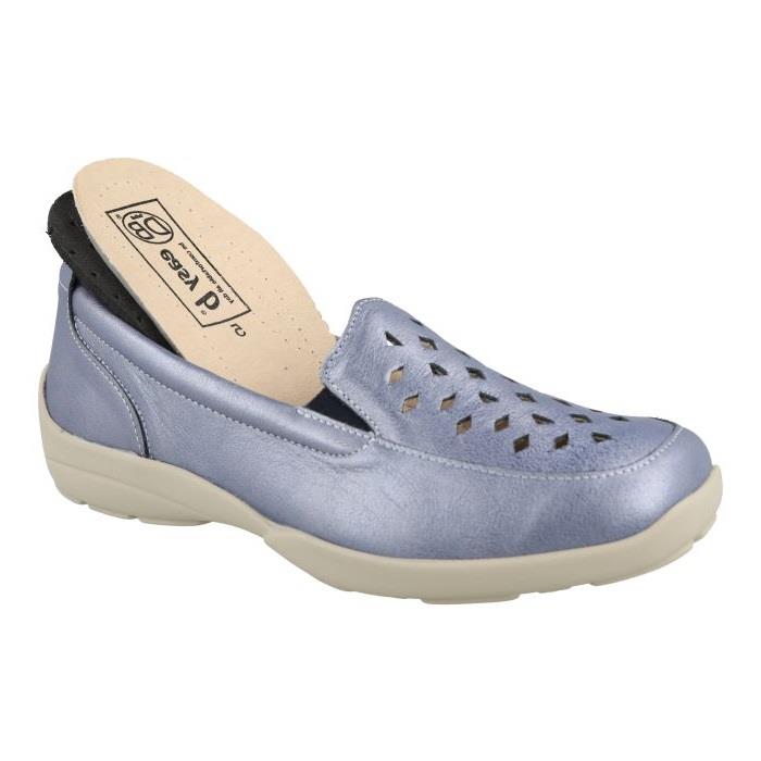 Women's Wide Fit DB Horseshoe Shoes in Blue Leather - Image 5