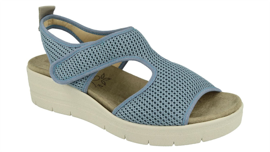 Womens Wide Fit DB Dove Sandals in Silver Grey Textile - Image 8