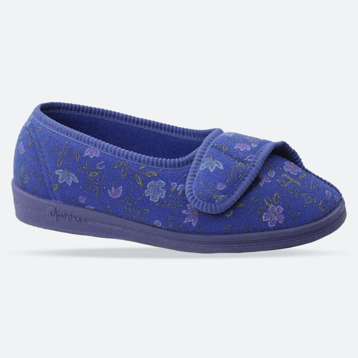 Women's Wide Fit Comfylux LS442C Diana Slippers in Blue Floral - Image 1