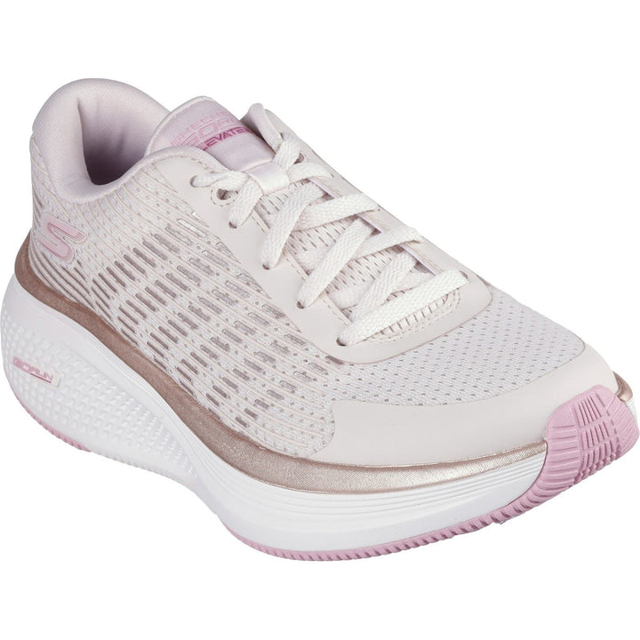 Women's Wide Fit Skechers 129008 Performance Go Run Elevate 2.0 Badric Trainers in Natural/Pink - Image 1