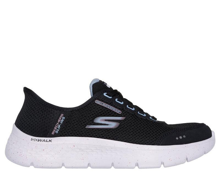 Women's Wide Fit Skechers 124846 Go Walk Flex Clear Creek Trainers in Black/Mauve - Image 1
