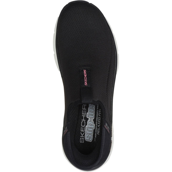Women's Relaxed Fit Skechers 150099 Slip-ins Sport D'lux Walker 2.0 Happy Step Trainers in Black/Pink - Image 1