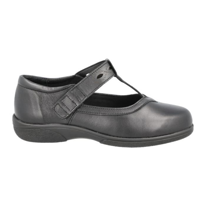 Women's Wide Fit DB Brookfield Shoes in Black Leather - Image 1