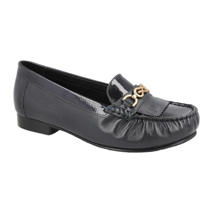 Women's Wide Fit DB Mustang Shoes in Black Leather / Patent - Image 1