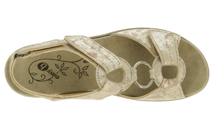 Womens Wide Fit DB Turtle Sandals in Beige Mottled Suede - Image 1