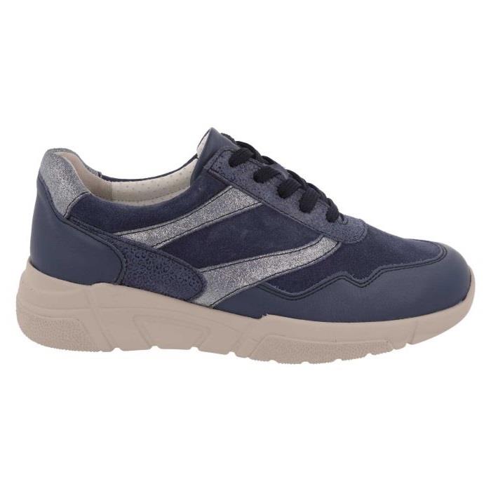 Women's Wide Fit DB Watercress Trainers in Navy Leather / Suede - Image 1