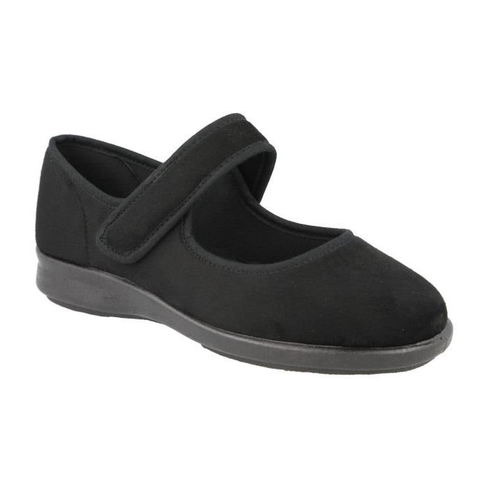 Women's Wide Fit DB Vole Shoes in Black Stretch Suedette - Image 1