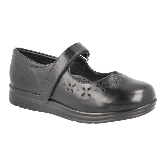 Women's Wide Fit DB Liskeard Shoes in Black Leather - Image 3