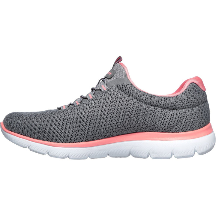 Women's Wide Fit Skechers 12980 Summits Slip On Sports Trainers - Grey/Pink in Grey/Pink - Image 1