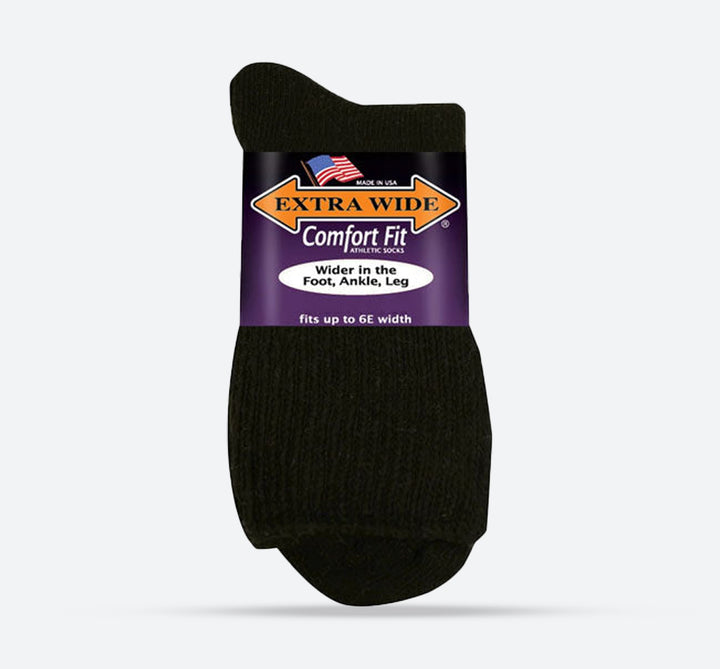 Mens Extra Wide 8600 Comfort Fit Athletic Quarter Top Socks in Black - Image 1