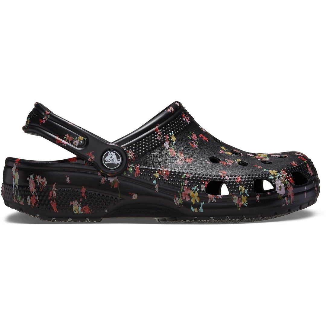 Women's Crocs 210397 Classic Graphic Clog Sandals in Black - Image 2